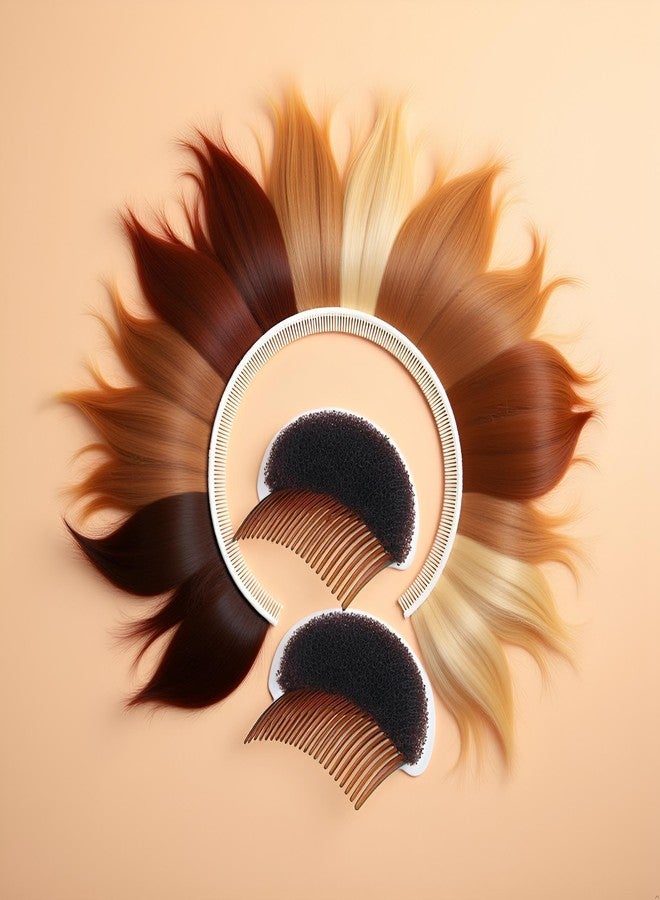 GANPUB 2Pcs Brown Women Soft Sponge Foam Hair, Clip Hair Comb Braid Tool Styling Accessories, Base Inserts Bump Up Hair Pads Styling Stick Bun Maker Braid Tool Barrettes - Image 4